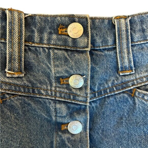 Madewell Stretch Denim A Line Snap Mini Skirt Button Front Womens Size 25 - Picture 6 of 12